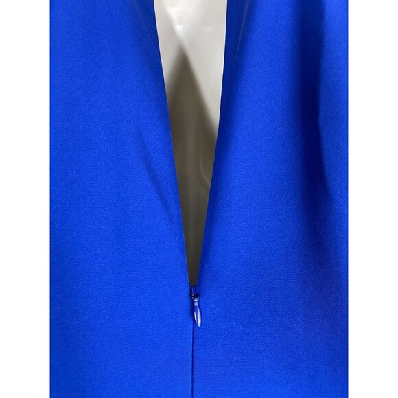 Vince Camuto Women's Size 4 Halter Neck Laguna Crepe Body Con Dress Blue Ruffle - Picture 8 of 13